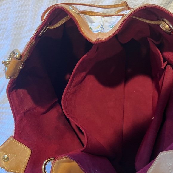 Authentic Luis Vuitton white multicolor URSULA shoulder bag . With red interior. - Picture 7 of 16